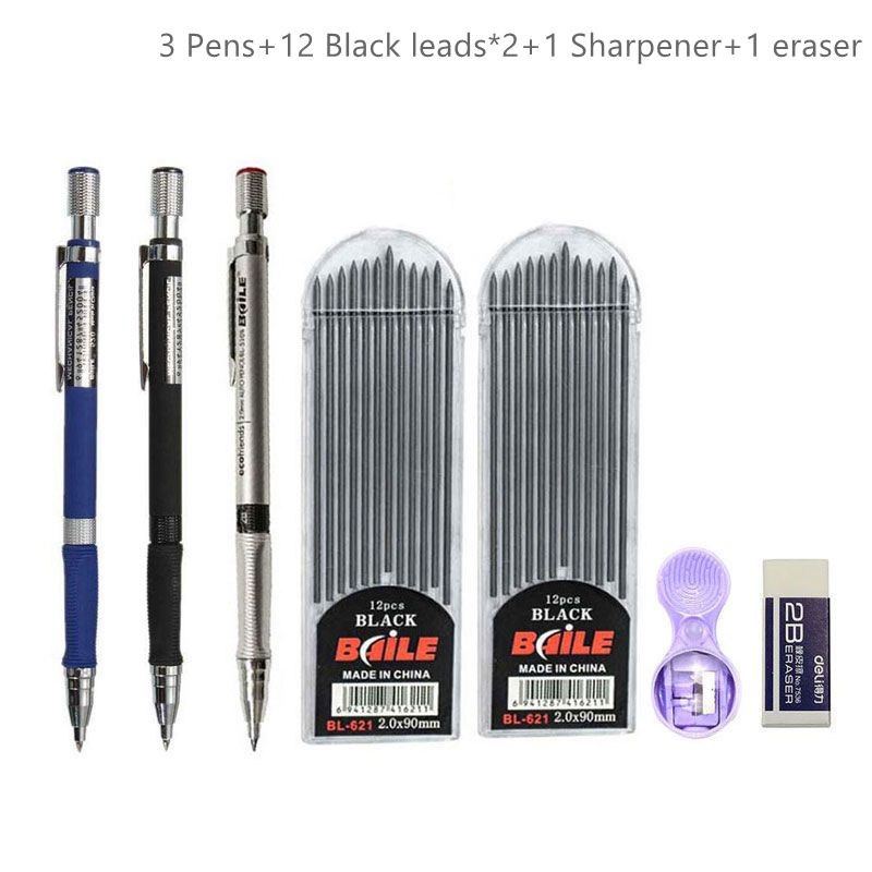 Xiaomi 2.0mm Mechanical Pencil Set 2B Automatic Pencils with Color/Black Lead Refills for Draft Drawing, Writing, Crafting, Art Sketch