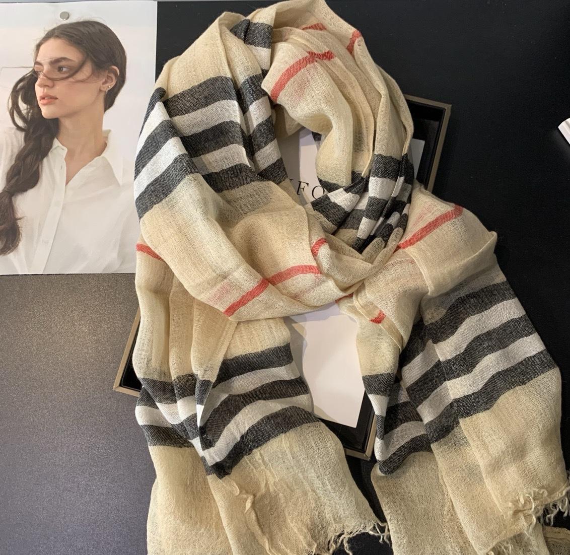 

Wool Scarf Women S Spring And Autumn British Versatile Plaid Silk Scarf Thin Long Scarf Warm Large Shawl 85-200