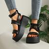 Fashion Summer Gladiator Sandals 2025 New Women Calfskin Leather Open Toe T-bar Strap Hook & Loop Summer Ladies Shoes Handmade