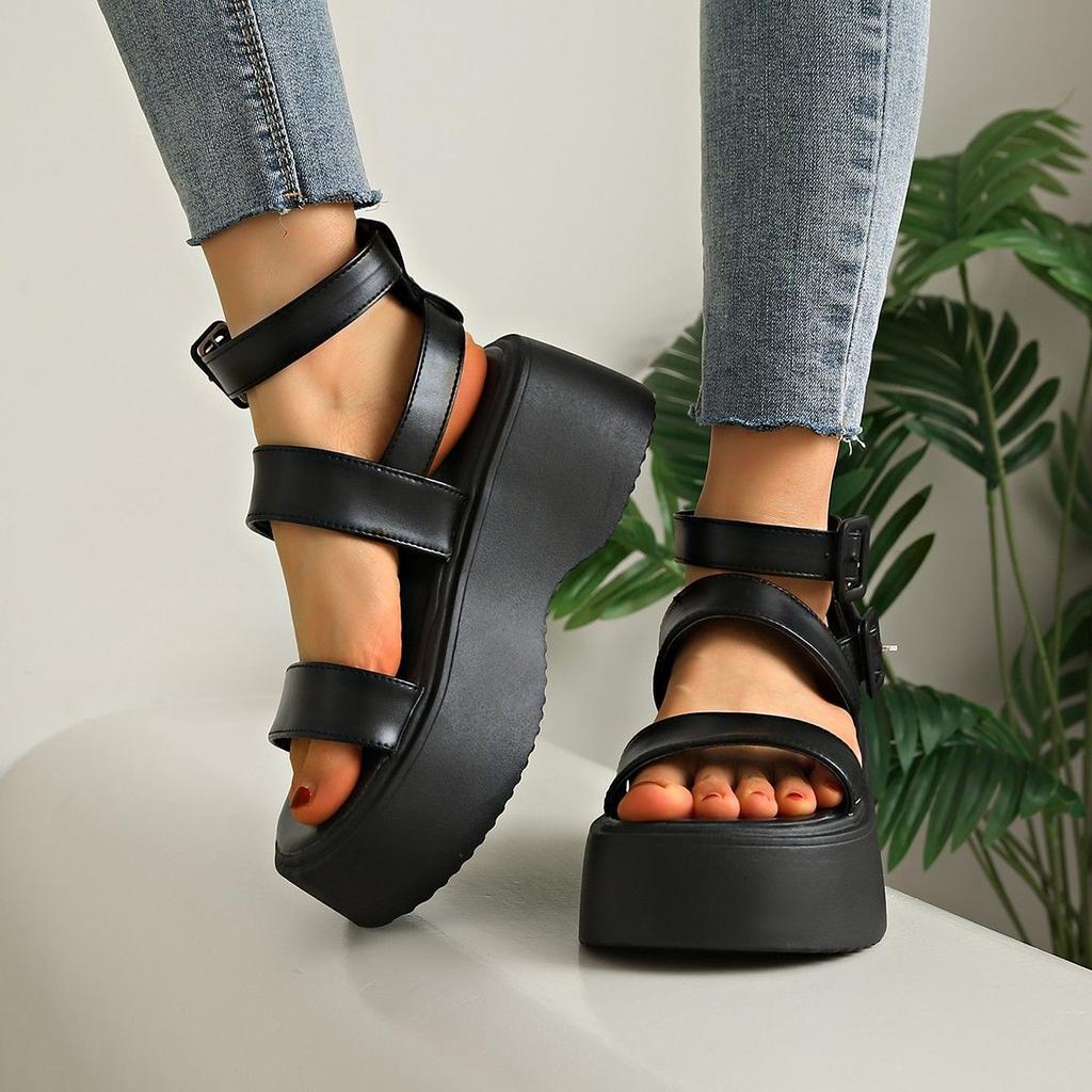 Fashion Summer Gladiator Sandals 2025 New Women Calfskin Leather Open Toe T-bar Strap Hook & Loop Summer Ladies Shoes Handmade