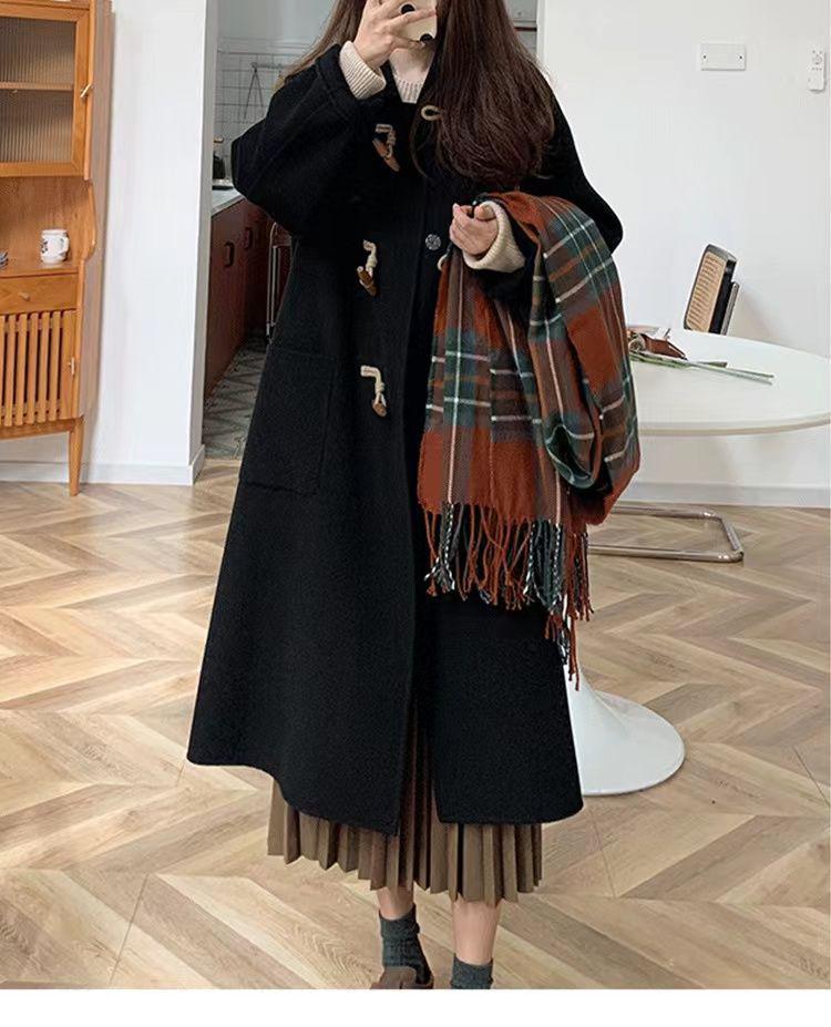 2025 Korean Style Petite Woolen Toggle Coat - Autumn/Winter Mid-Length Women's Outerwear