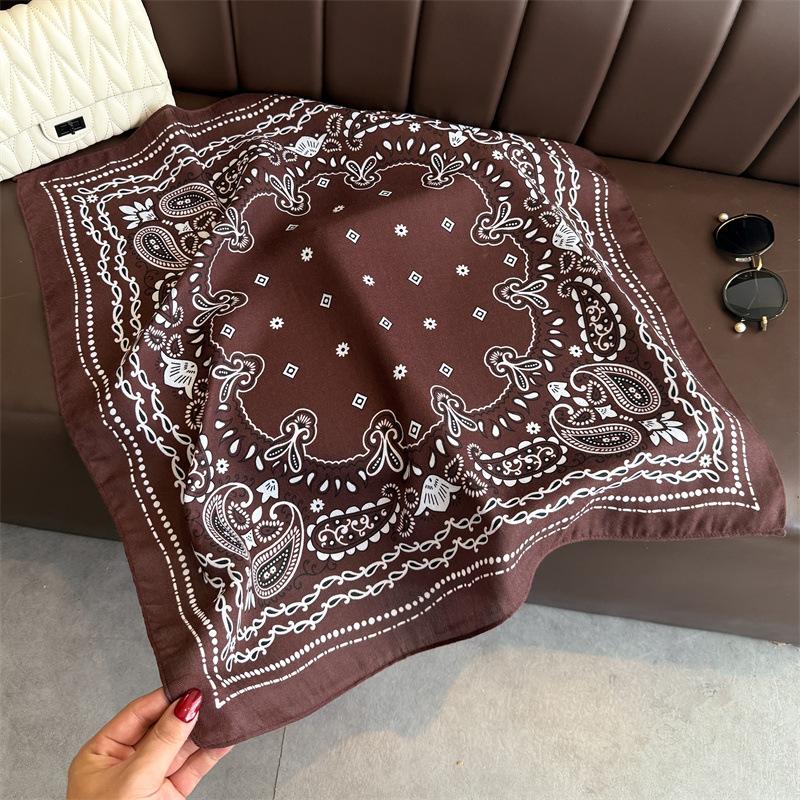 Spring and Autumn Cashew Fake Velvet Herringbone Cotton and Linen Small Square Scarf Silk Scarf Head Scarf Shawl Sunscreen Scarf Women's Scarf
