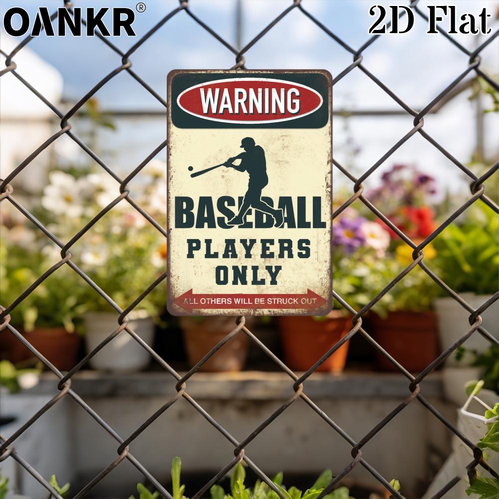 Vintage Art Metal Tin Sign Warning Baseball Players Only Poster Metal Signs for Garage Farm Bar Garden Home Wall Decor Plaque 20x30cm(7.8x11.8inch)