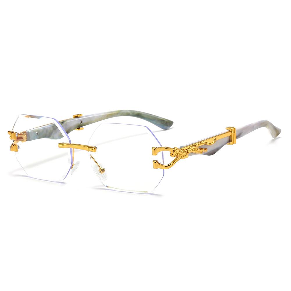 Leopard Head Frameless Polygonal Sunglasses for Men Women Unique Irregular Cut Edge UV Protection Stylish Shades