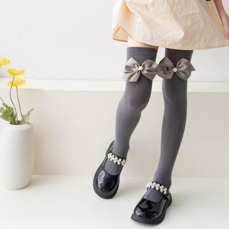 Kindersocken für Mädchen Schleife Lange Socken Schule Teenager Kniestrümpfe Baby Mädchen Overknee-Socken Frühling Herbst