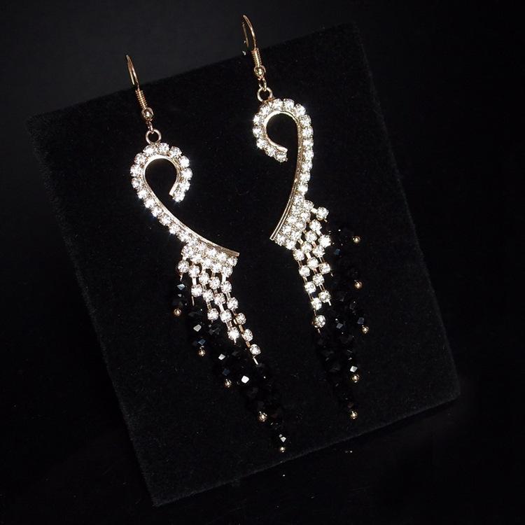 Star Shine Luxury Crystal Earrings Fashion Gala High-end Diamond Earrings Tassel Temperament Earrings