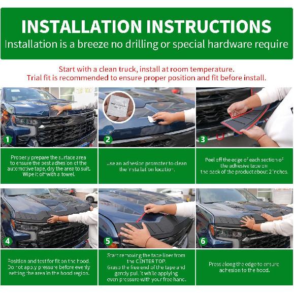 Xipoo Hood Protector Compatible With -2025 Ford F150 XLT/XL/STX/Lariat Hood Deflector TPE Shield Replacement For    2024 2025 Ford F-150 Accessories