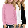 Children's Long-sleeved O-neck Top Solid Color Daily Casual(3pc)