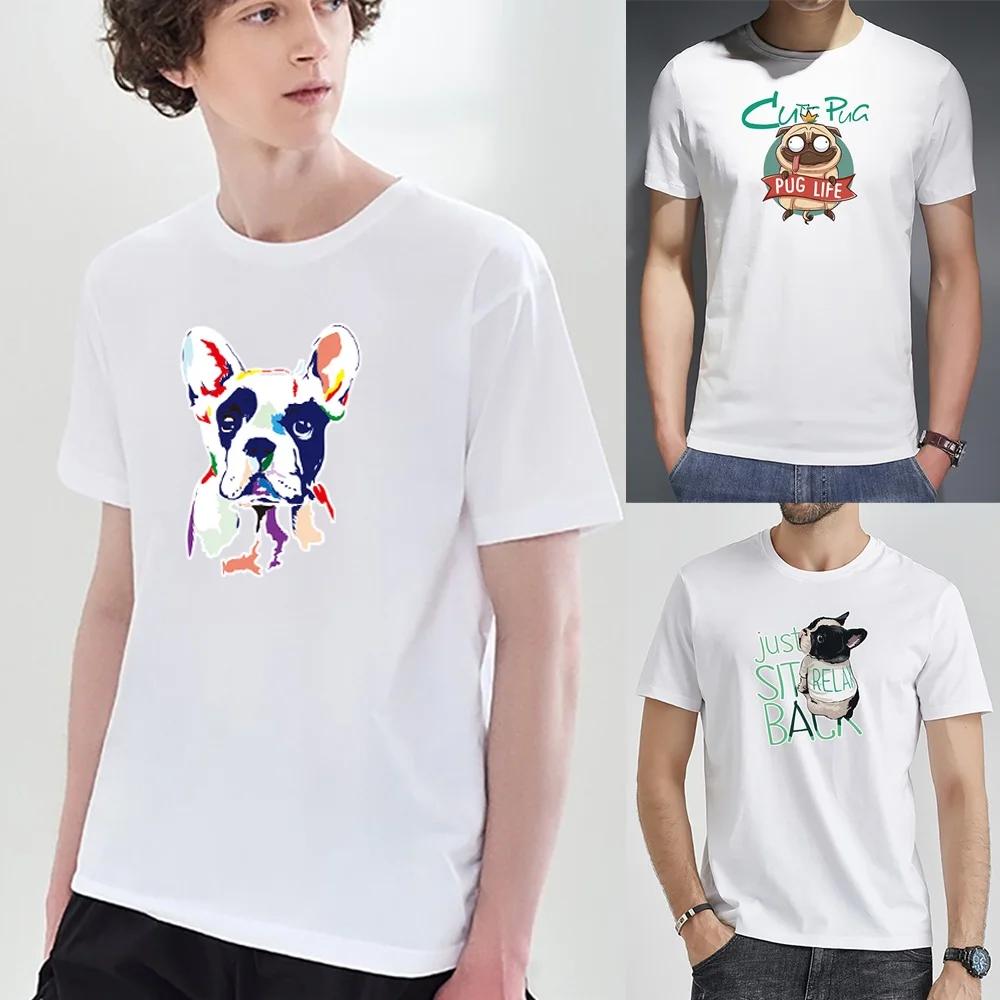 T-Shirt Men Dog Print Clothing Top Harajuku Casual Soft Summer Short Sleeve Round Neck Tshirt Fashion Trend Commuter Streetwear