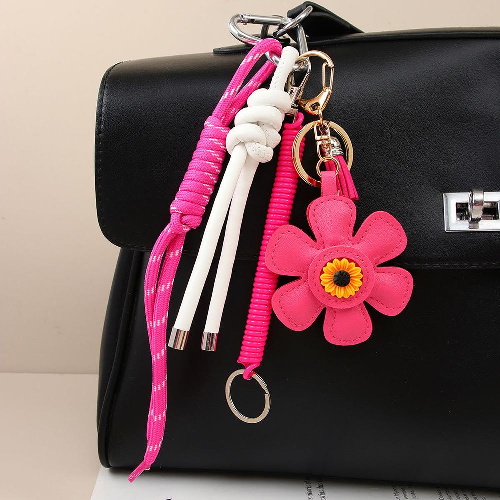 Exquisite PU Leather Sunflower Pendant Creativity Woven Rope Tassel Design Bag Hanging Piece Madam Accessories A274 Bag Charm