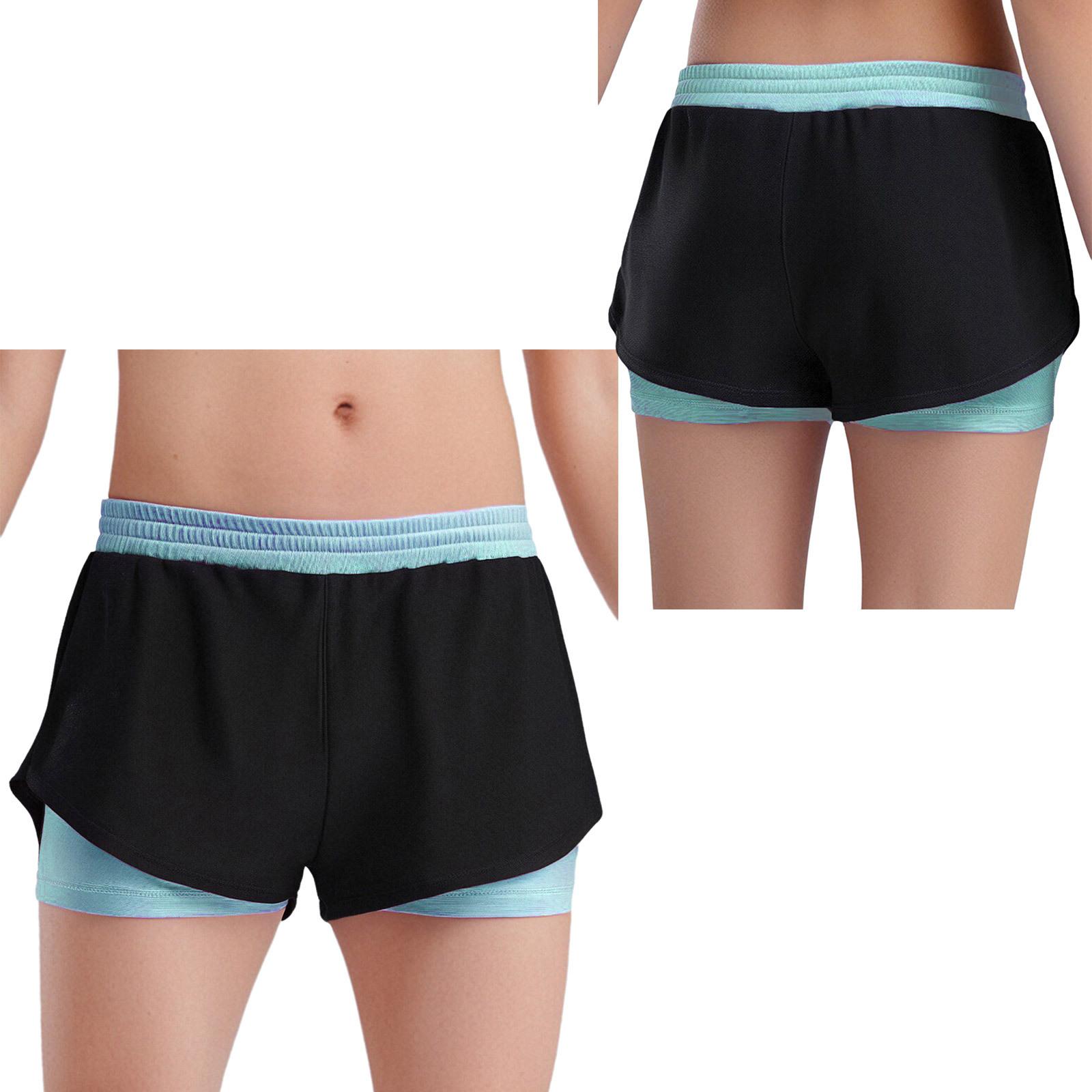 

Універсальні спортивні шорти для дівчат: Легкий двошаровий з контрастною обробкою, одна пара для різних видів спорту та сезонів 7-8 Years світло-синій колір