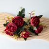 6 Heads Artificial Rose Flower Faux Silk Rose Bouquets with Leaf for Wedding Home Office Indoor Outdoor Decor