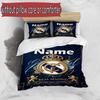 3-teiliges Bettbezug-Set (1 * Bettbezug + 2 * Kissenbezug, ohne Kern), Benutzerdefiniertes Namens-Bettwäsche-Set mit Real Madrid CF-Muster, Geschenk für die Heimschlafzimmer-Dekoration