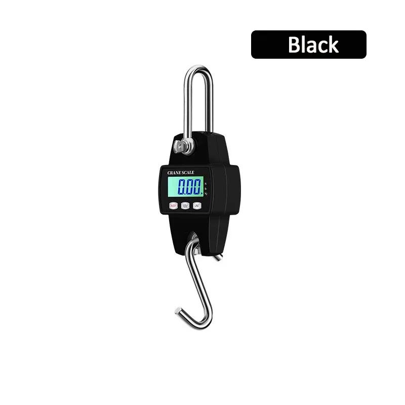 

300 кг электронные весы из нержавеющей стали с крюком, подвесные весы кг/фунт/н, портативные высокоточные крановые весы с ЖК-дисплеем, цифровые промышленные весы чёрный