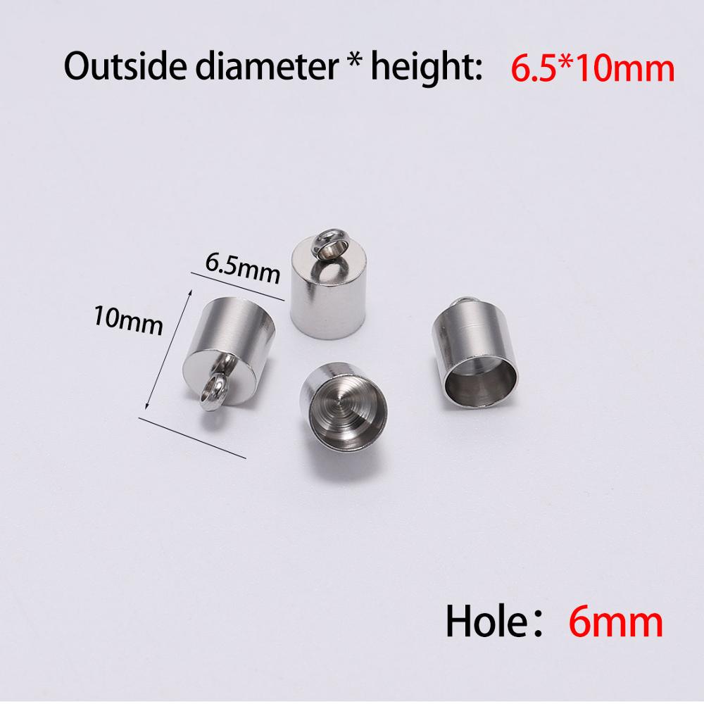 10pcs/lot Stainless Steel End Tip Cap Fit 2-10mm Tassel Leather Cord End Crimp Caps For DIY Jewelry Making Bracelet Accessories