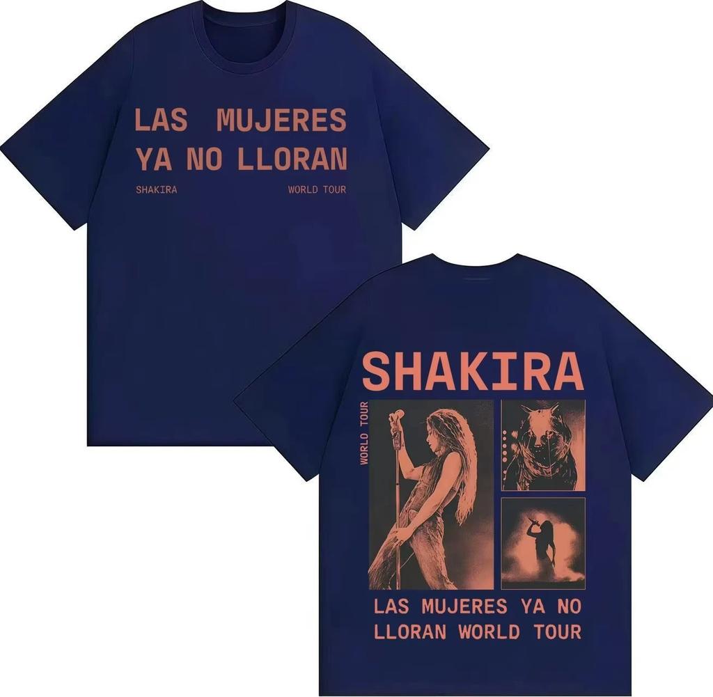 Rapper Shakira Trendy Double Sided Print Tees Fashion Crewneck T-shirt Hipster Unisex Gothic Casual Y2K Cozy Short Sleeve Tshrit