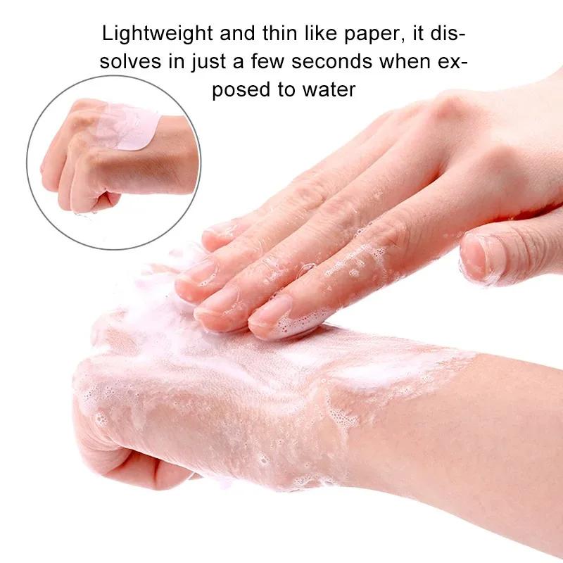50Pcs Portable Hand Wash Soap Paper Scented Foaming Tablets - Bathroom & Outdoor Camping Travel Clean Soap Slices Box