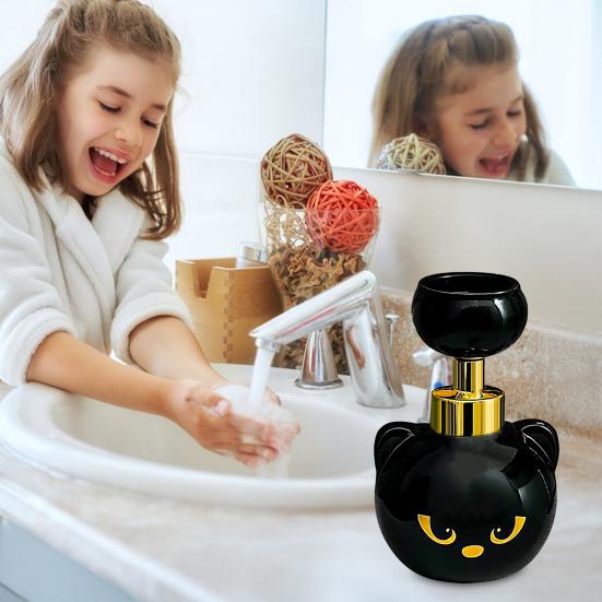 1/2Pcs Cat Paw Foam Soap Dispenser Black Kitty Themed Foaming Pump Bottle