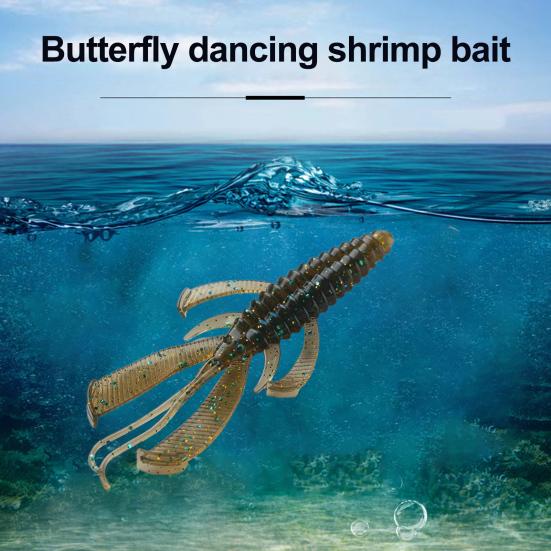 Shrimp Lure Fishing Bait with Twin Ridge Tails Realistic Looking Bright Color Portable Soft Bait Artificial Shrimp Lure