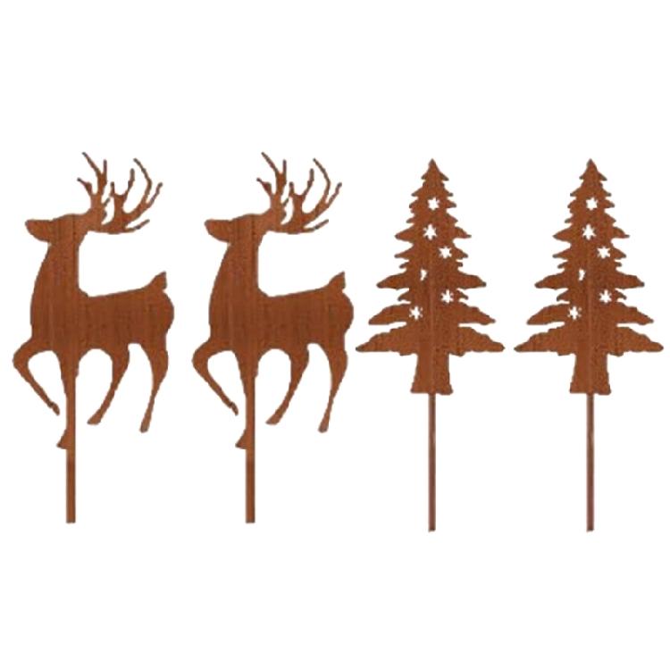 Metal Deer Christmas Garden Stake Rust Deer Yard Stakes Outdoor Yard Lawn Ornaments Holiday Stake Christmas