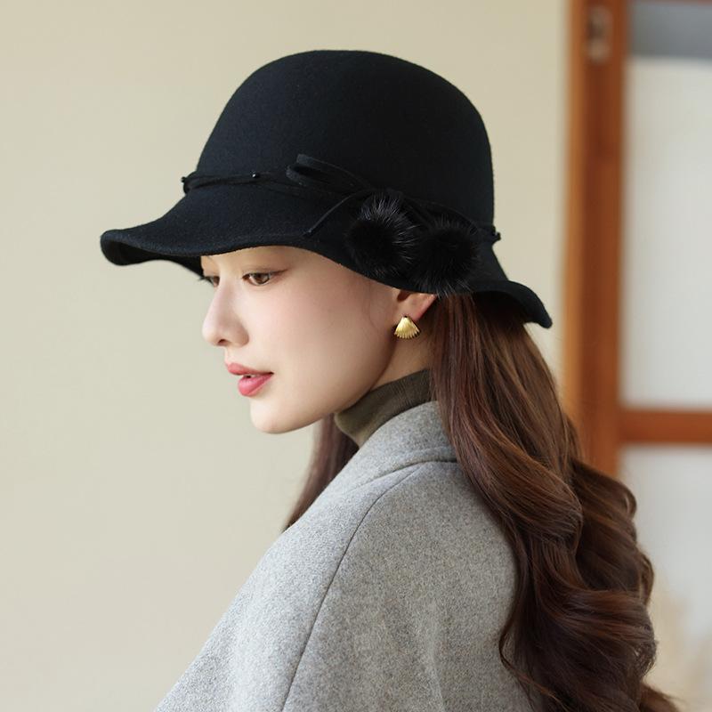 Autumn And Winter Hat Women'S New French Top Hat Women'S Fashion Versatile Wool Lady Hat Women'S Bucket Hat Women'S Winter