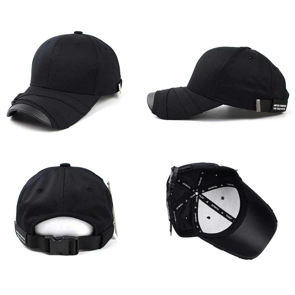 Coolmax Webbing Strap Casual Baseball Cap with Tag Large [TEAMLIFE] [Free Size] [Adjustable] (Black - Size)