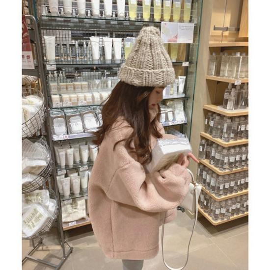 2025 Street Style Imitation Lambskin Sweater: Autumn/Winter Korean Trend, Loose Fit, All-Match Thick Coat for Women
