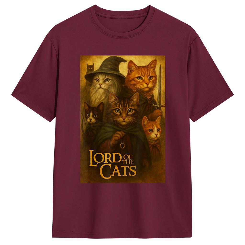 Lord of The Cats T Shirt for Men 100 Cotton Funny TShirt Crewneck  Tee Shirt Short Sleeve Clothing Plus Size