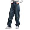 Damjeans Hög Midja Rakt Ben Stretchiga Jeans Trendiga Lösa Vida Ben Denimbyxor med Fickor Casual Baggy Jeans Denimbyxor för Kvinnor