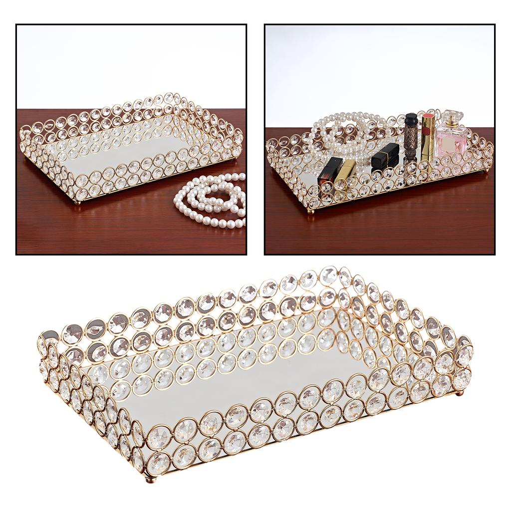 Buy 3 Size Mirrored Tray Home Decor Crystal Vanity Makeup Perfume