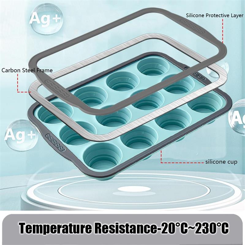 Baking Cupcake Pan Foldable Baking Pan Easy Clean Muffin Pan Flexible Under Heat