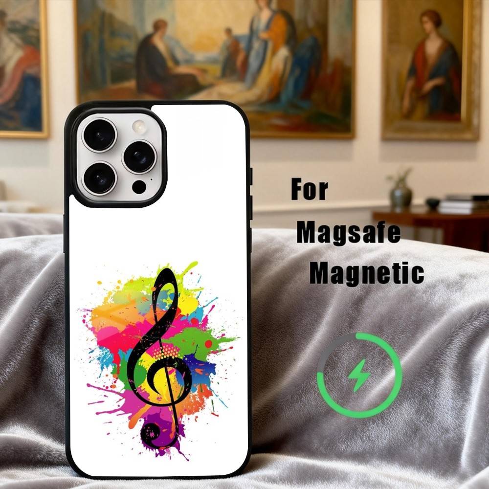 M-Music Art T-Treble Clef Phone Case For iPhone17,16,15,14,13,12,11 Plus,Pro Max Magnetic For Magsafe Wireless Charging