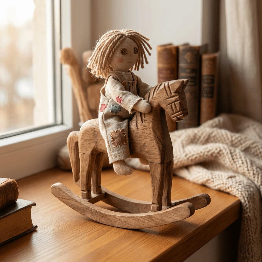 Dekoration Handgeschnitztes Holzpferd Dekoration Nordischer Stil Holzmaterial Schaukelpferd Kreative Retro Schreibtischdekoration Geschenk