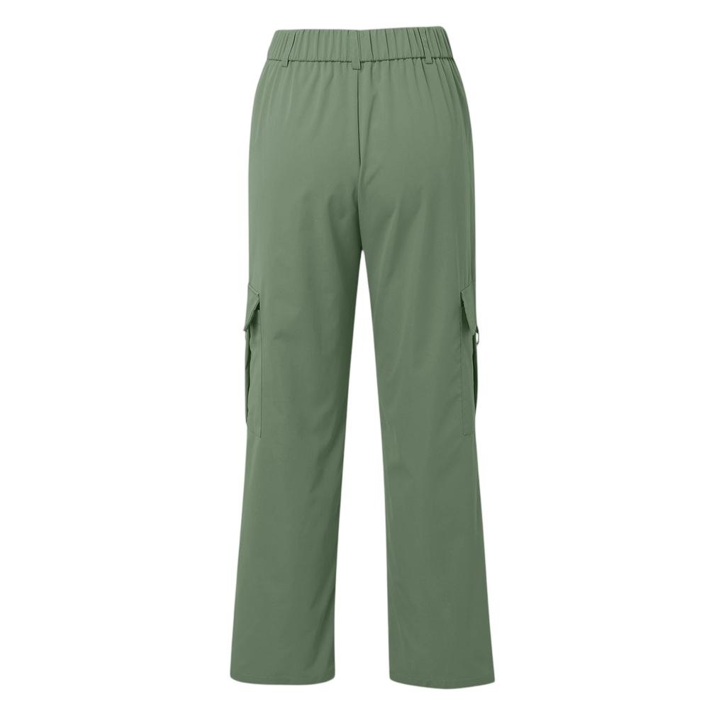 Women's Casual Lightweight Hiking Pants High Waist Beltless Straight Leg Loose 4 Pockets  Cargo Pants