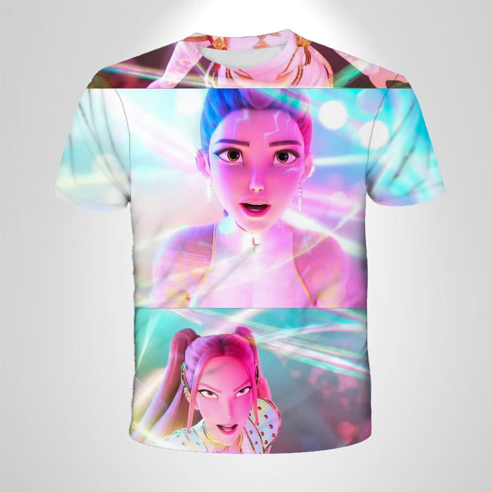 2025 Movie KPop Demon Hunters T-shirt Summer Short Sleeve Tee for Casual Loose Girl Boy Graphic Printed Tops