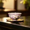 Hand‑Painted Pink‑Purple Lily of the Valley Ceramic Master Cup, Elegant High‑Footed Goblet, Kung Fu Tasting Cup for Ladies