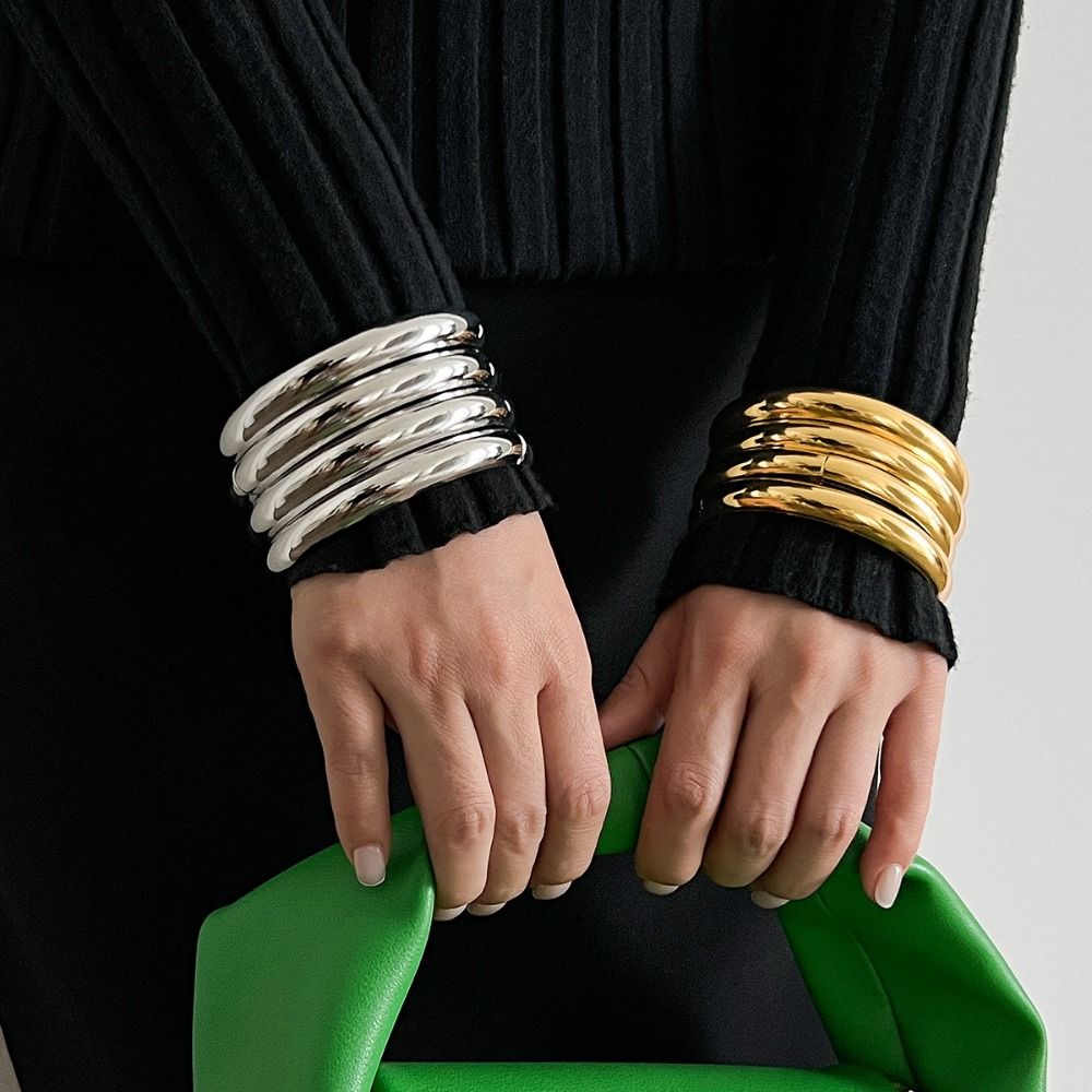 3/4/6/8Pcs Vintage Exaggerated Cuff Bracelet Multilayer Geometric Wide Bangles  Jewelry Accessories