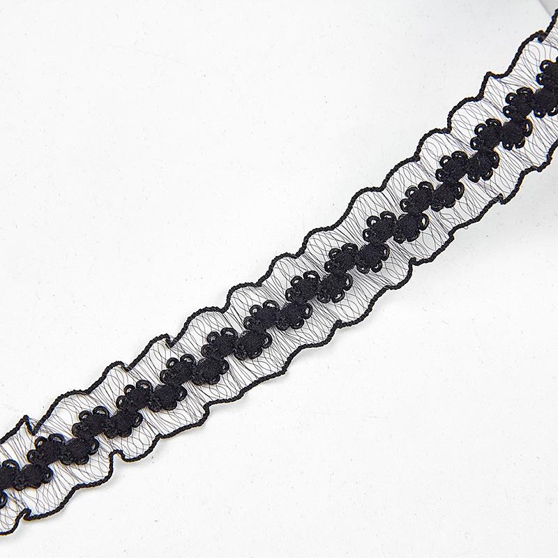 2cm Double-Sided Fish Silk Pleated Elastic Lace Trim for Neckline Decoration
