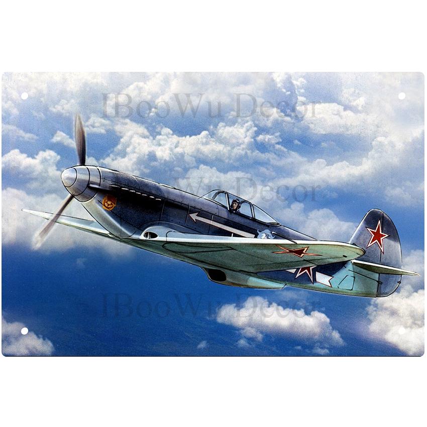 Airplane Fighter Vintage Metal Signs American Style Aircraft Wall Sticker Painting Poster Pub Bar Room Decor