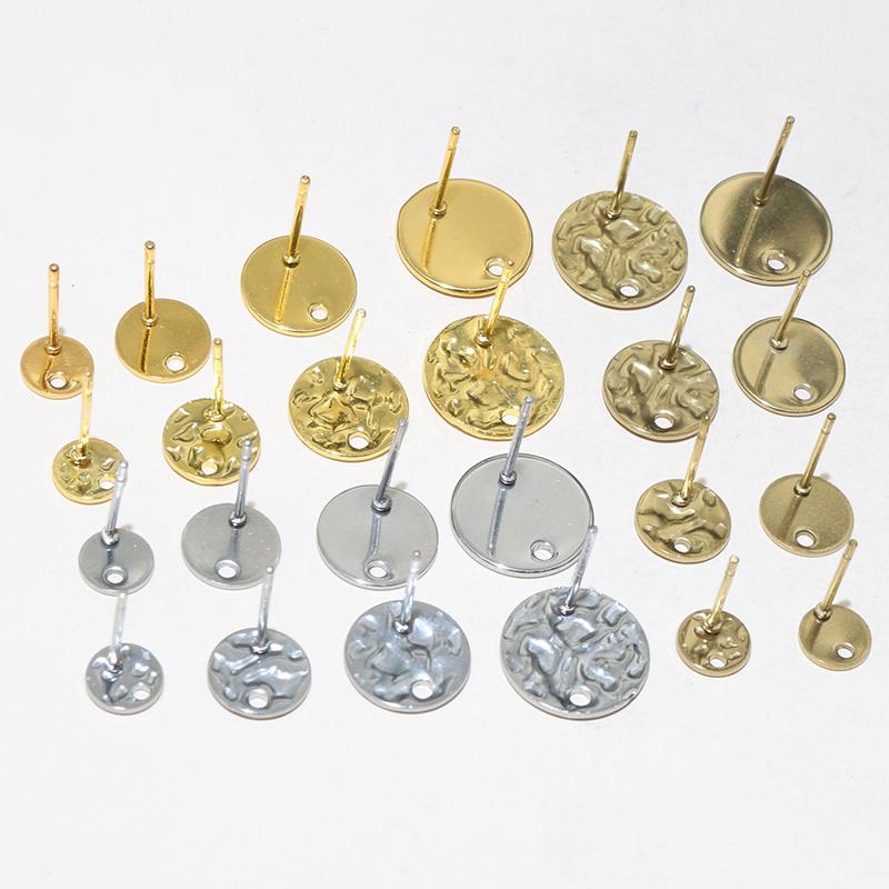 20pcs 6-12mm Stainless Steel Earring Studs Pins Craft Findings for Stud Earrings DIY Jewelry Making Accessories Findings