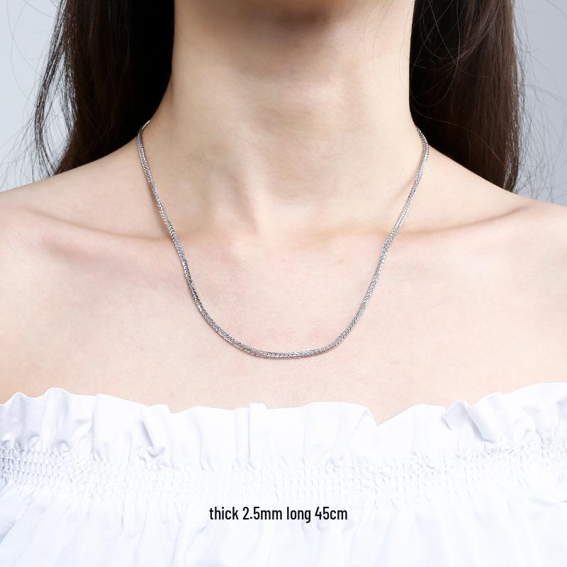 925 Sterling Silver Chopin Necklace Chain for Women & Men - Simple Clavicle Design