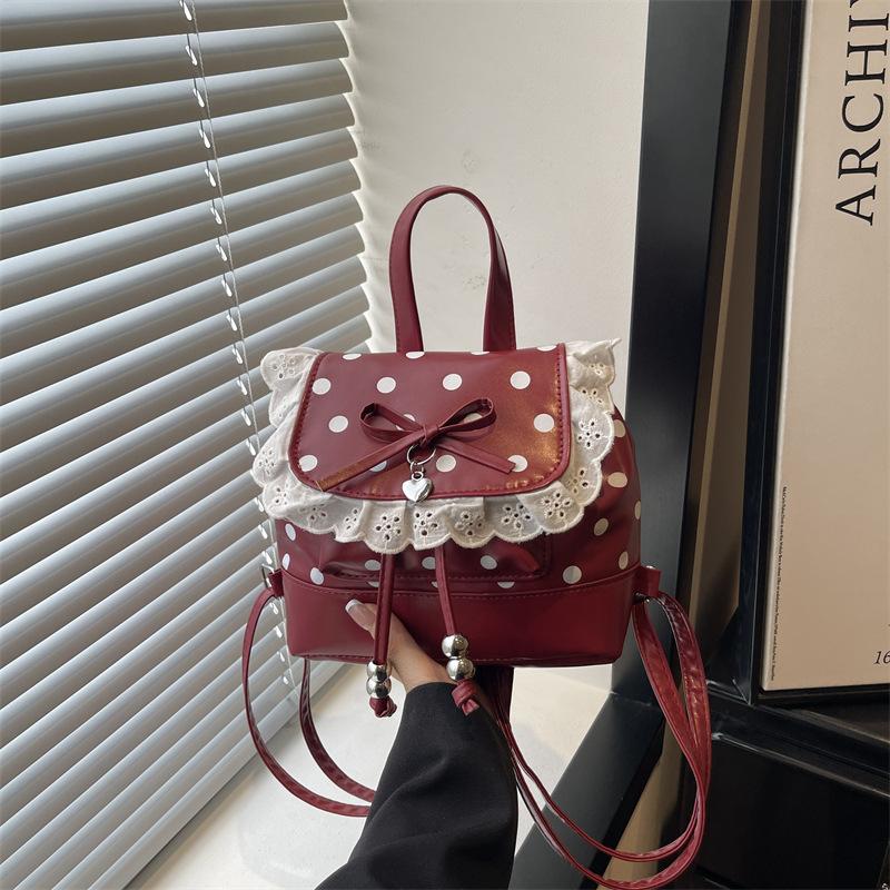 Schultasche Koreanisch klein frisch gepunktet Spitze Rucksack für Damenmode vielseitig neu Pendler Reise leicht kleiner Rucksack