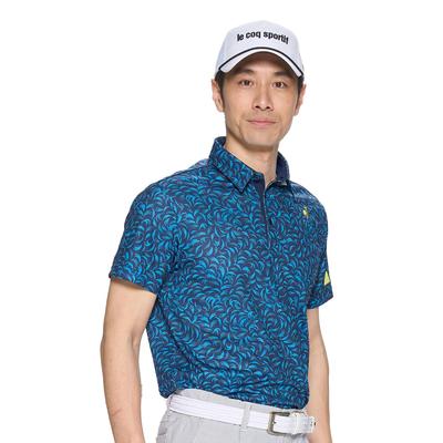 Coq Sportif cool au très NV00 [Le Golf] Chemise à manches courtes, motif all-over, évacuant la transpiration, séchage rapide, stretch-forcer, toucher, respirant,