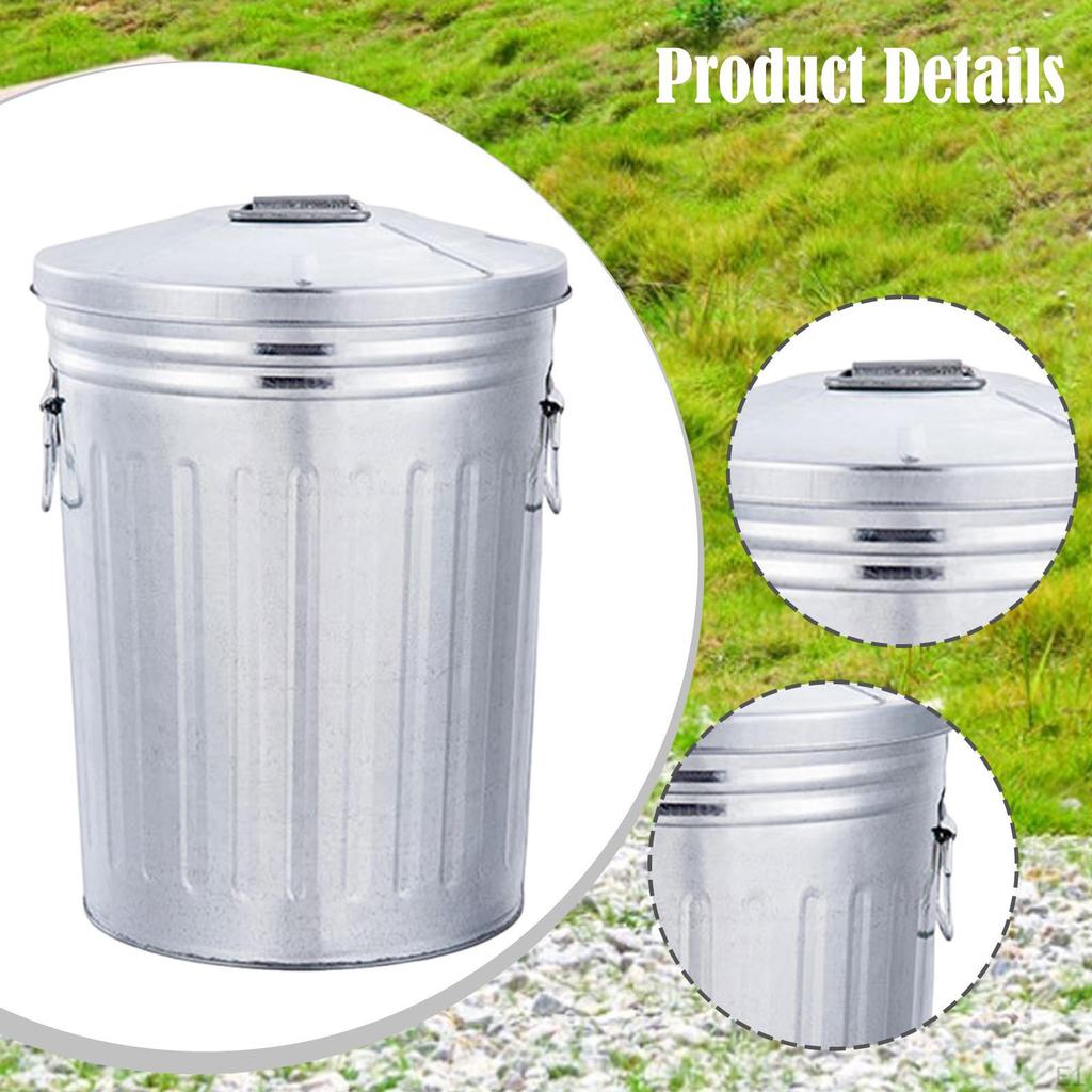 8L Outdoor Metal Trash Can with Seal Lid Versatile for Patio Farm Compost Bin Rustic Sturdy Storage