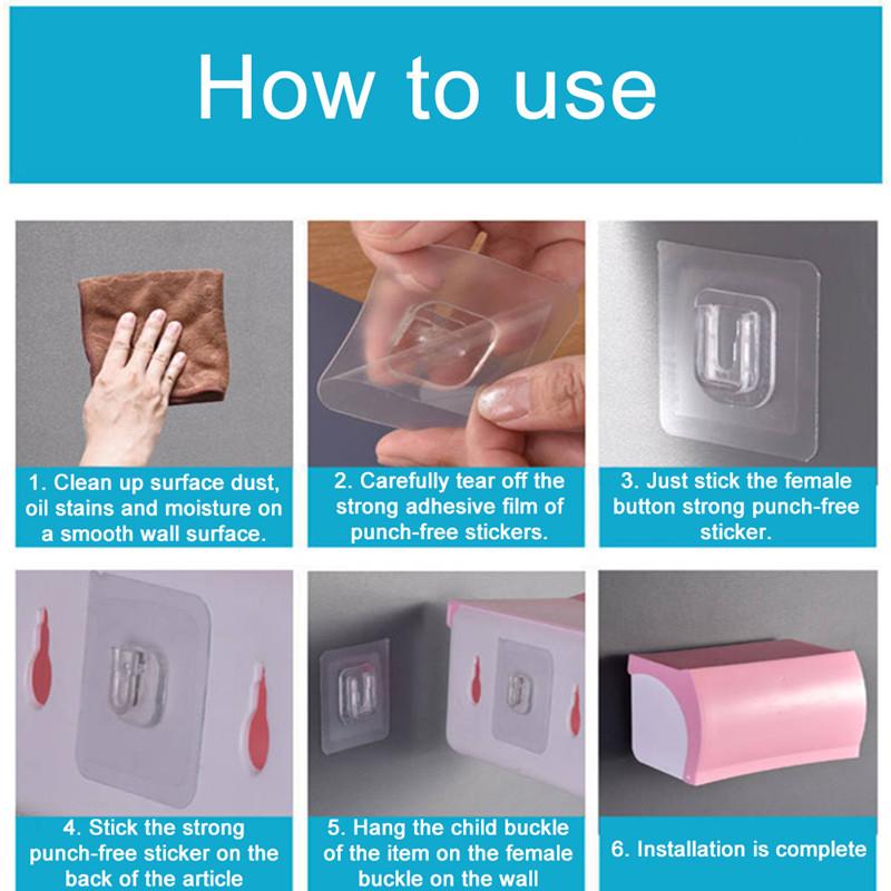 10/5/2 Pairs Strong Adhesive Wall Hooks Double Side Transparent Wall Hanger Sucker Punch Free Suction Hook Home Storage Holders