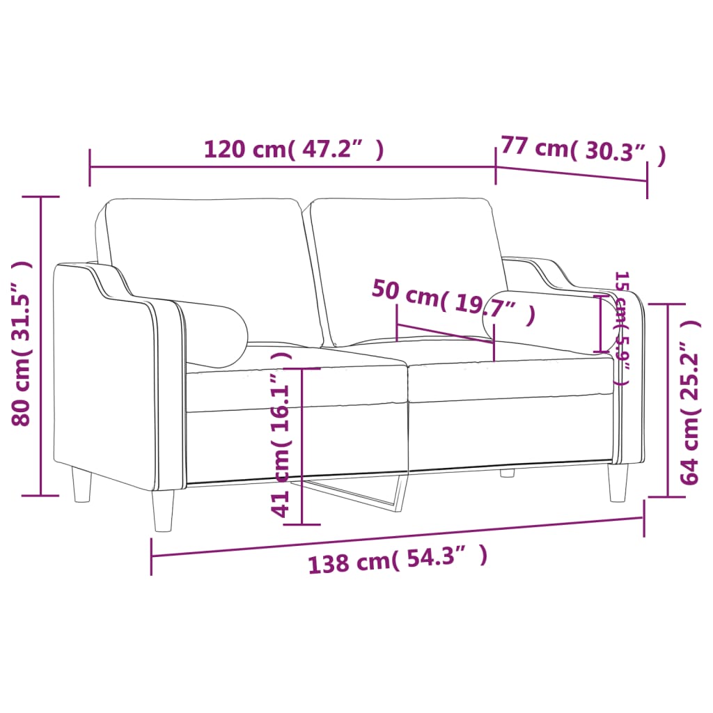 Vidaxl 2-Osobowa Sofa Z Poduszkami, Ciemnoszara, 120 Cm, Tkanina
