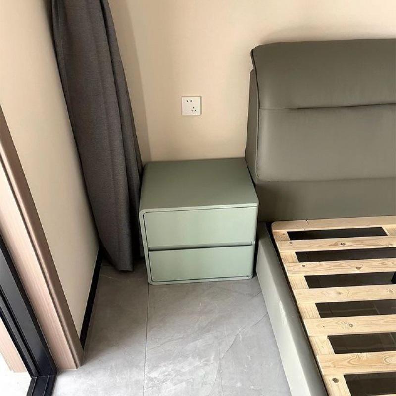 Modern Cream Leather Bedside Table - No Installation Needed