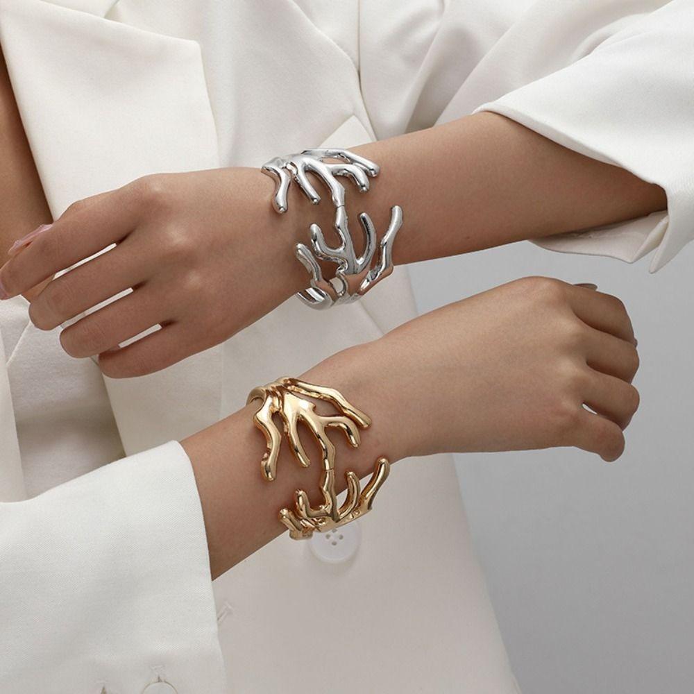 Europe American Style Branch Cuff Bangles Metal Exaggerated Bracelet  Gift