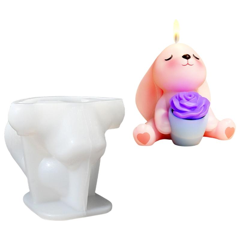 Rose Bunnies Bear Silicone Molds for Making Candle Soap Chocolate Candy Cake Fondant Decoration Gypsum Silicone Molds