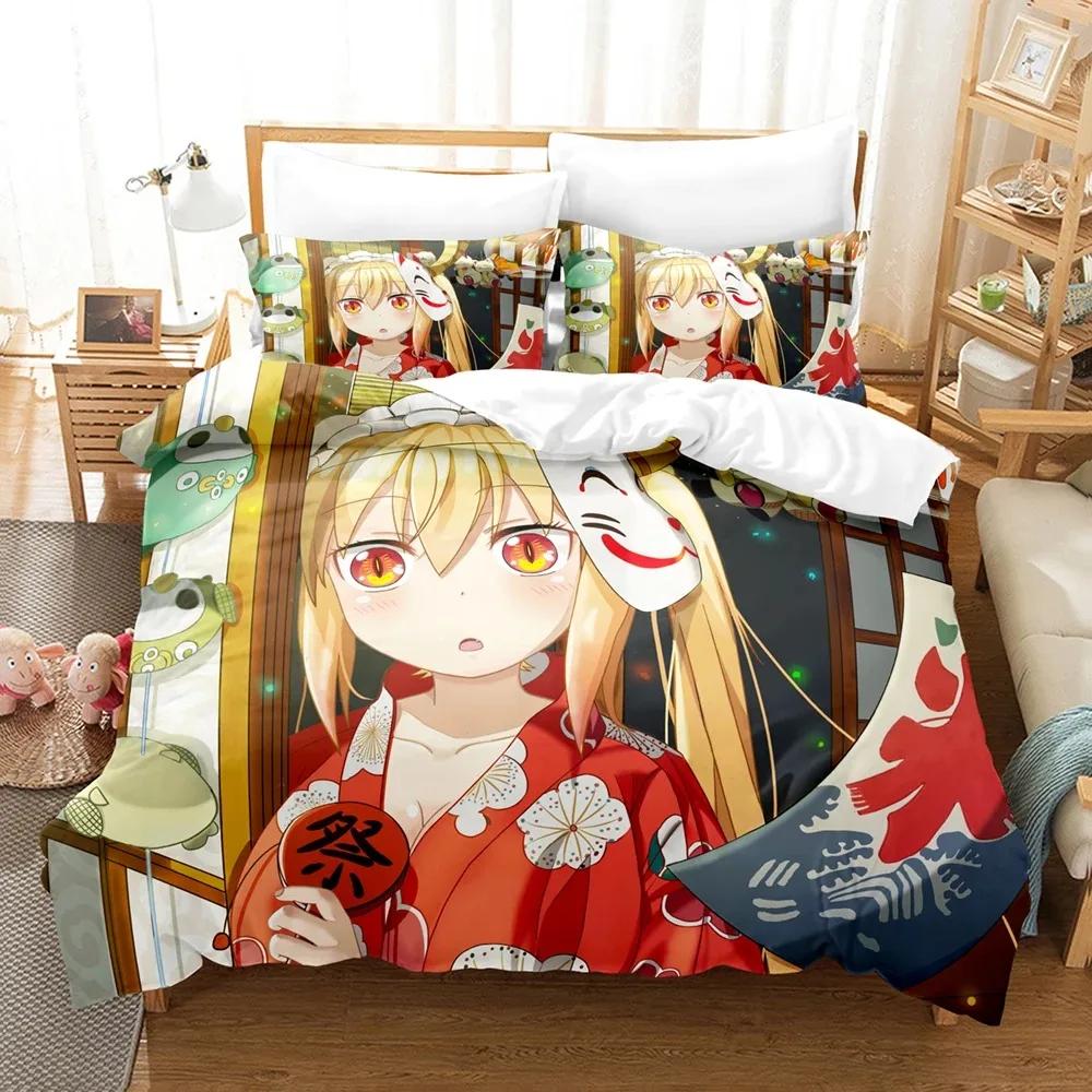 Anime Miss Kobayashis Dragon Maid Bedding Set Double Twin King Duvet Cover Comforter Pillowcase Boys Girls Adults Bedroom